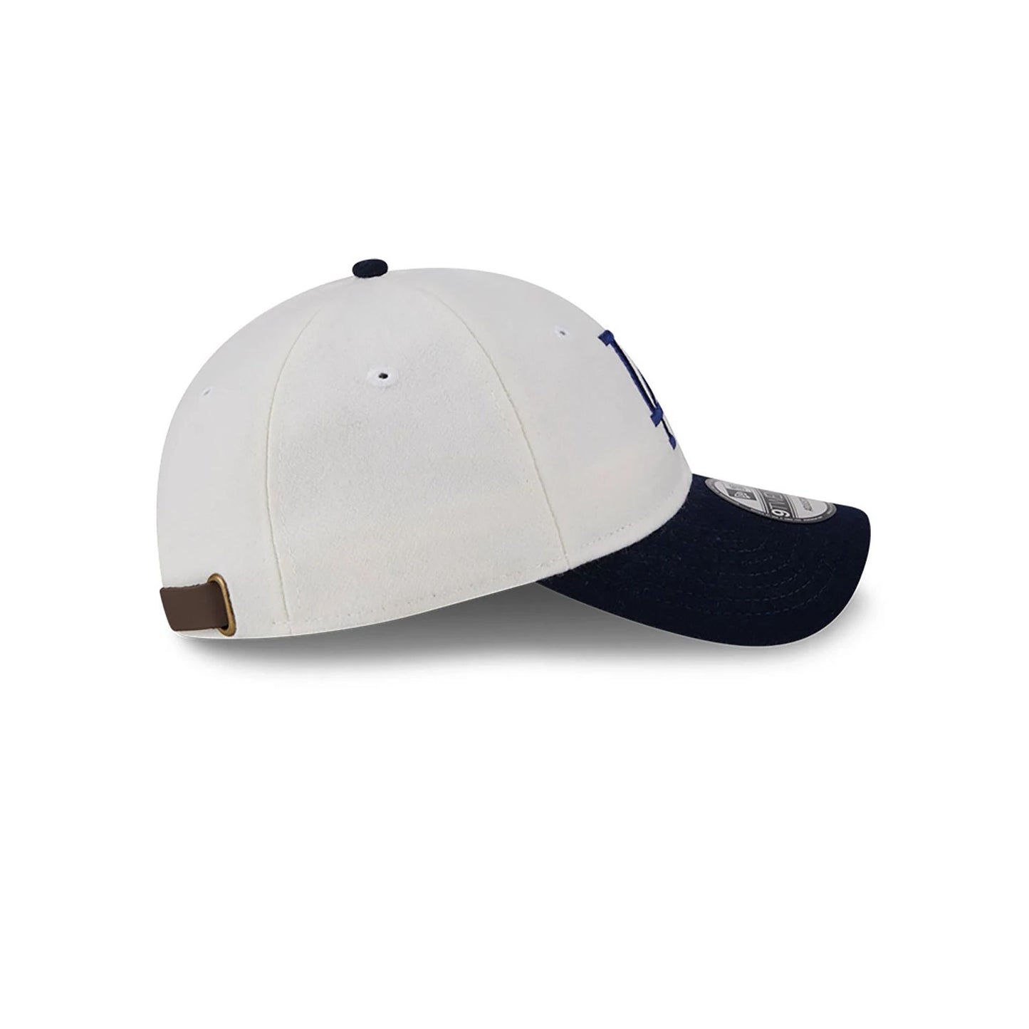 This is a LA Dodgers Leather Strap Chrome White 9TWENTY Adjustable Cap 7