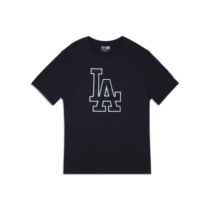 The Male model is wearing LA Dodgers Black Watch Tartan Navy T-Shirt 8