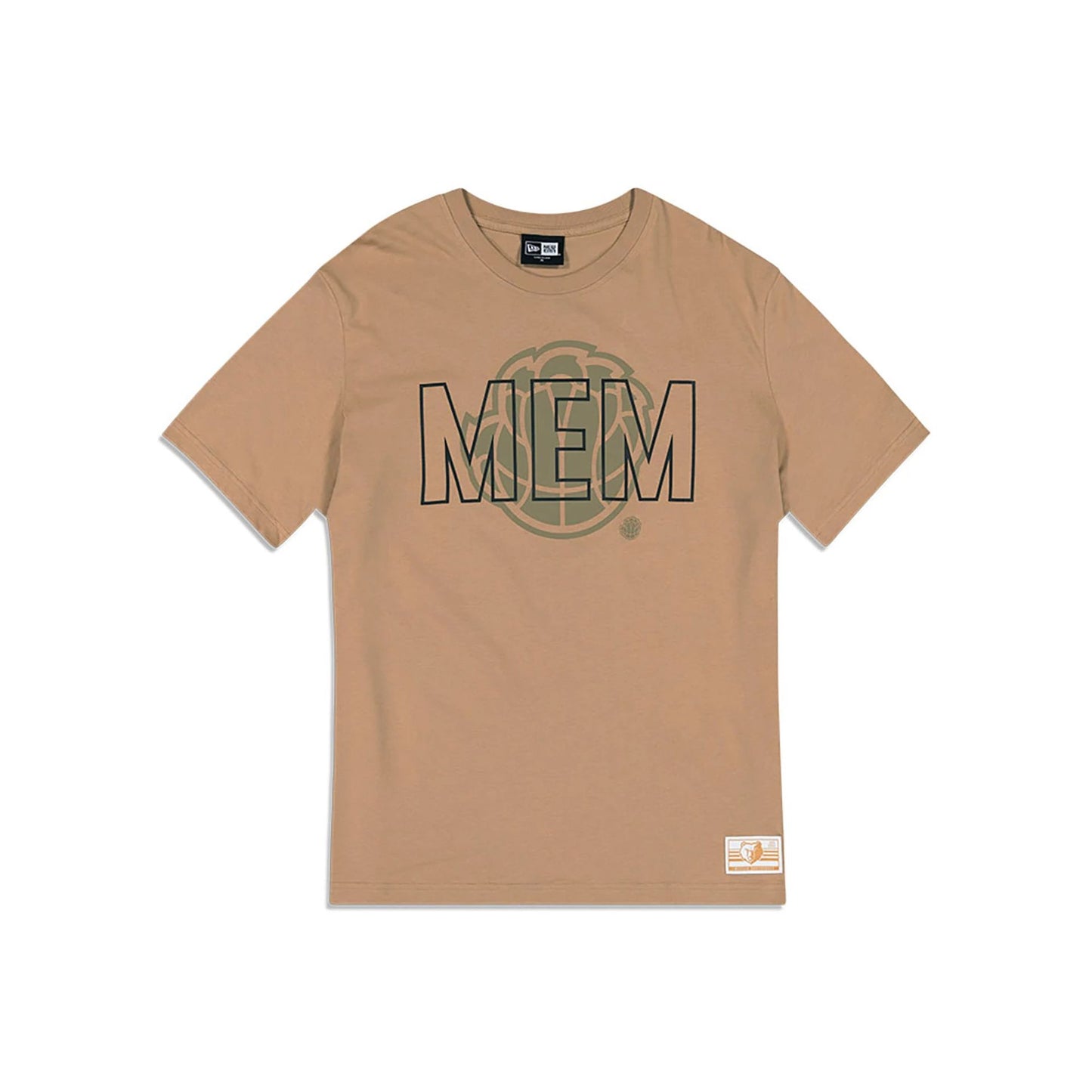 The Male model is wearing Memphis Grizzlies NBA City Edition Light Beige Oversized T-Shirt 1