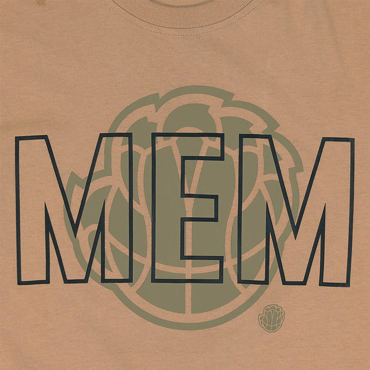 The Male model is wearing Memphis Grizzlies NBA City Edition Light Beige Oversized T-Shirt 2