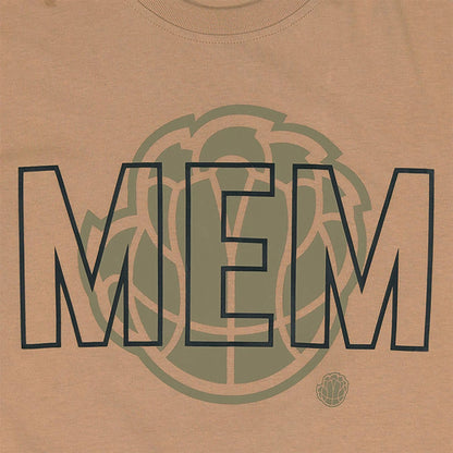 The Male model is wearing Memphis Grizzlies NBA City Edition Light Beige Oversized T-Shirt 2