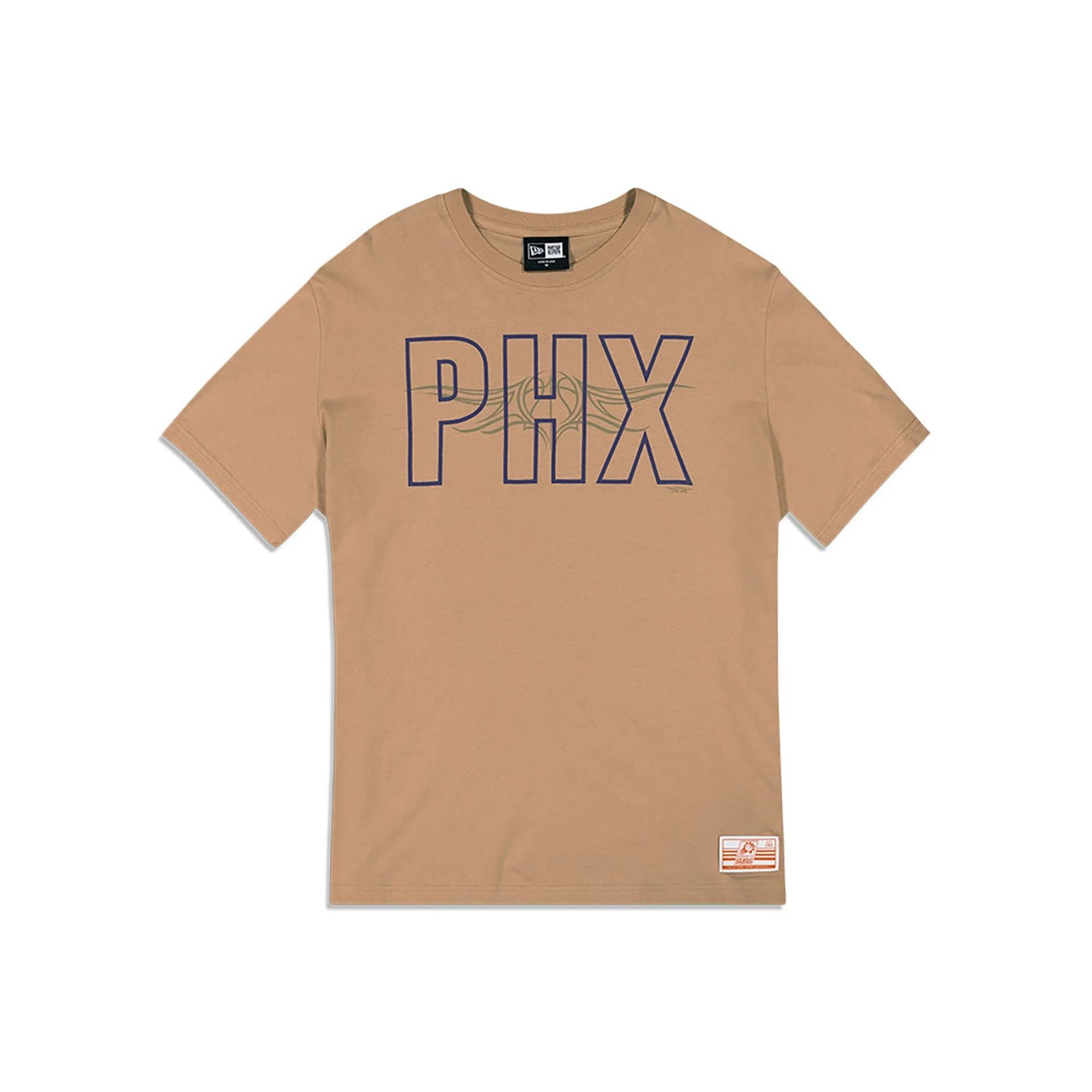 The Male model is wearing Phoenix Suns NBA City Edition Light Beige Oversized T-Shirt 1