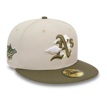 This is a Oakland Athletics 2Tone Cloud Stone 59FIFTY Fitted Cap 1