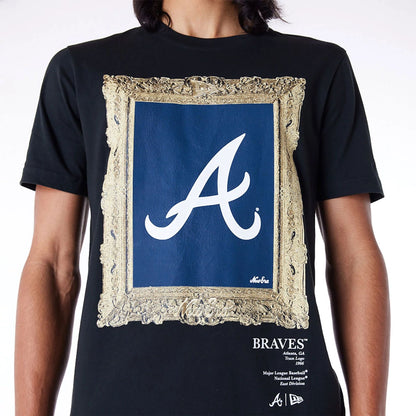 The Male model is wearing Atlanta Braves Curated Customs Black T-Shirt 3