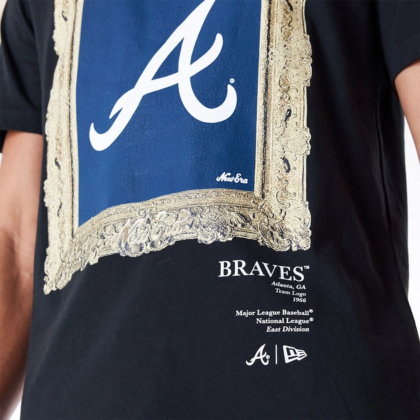 The Male model is wearing Atlanta Braves Curated Customs Black T-Shirt 4