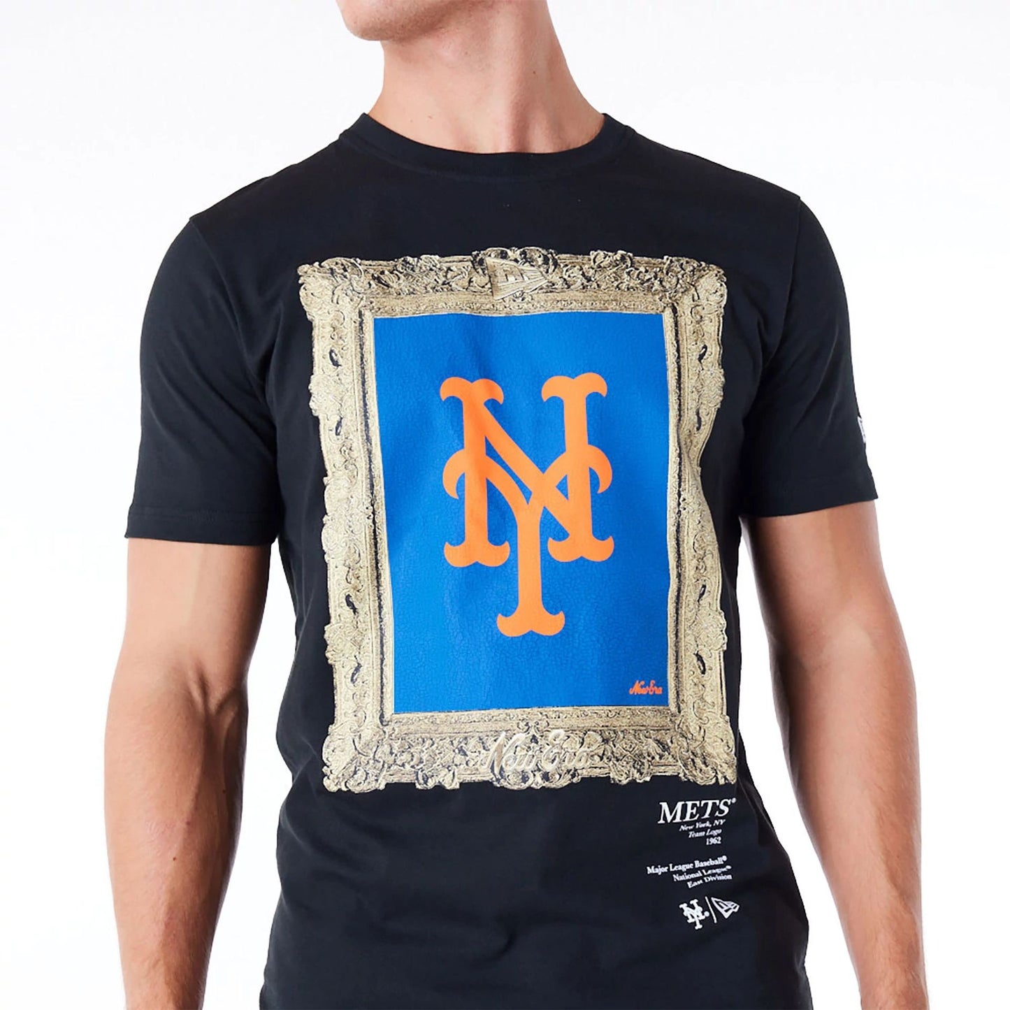 The Male model is wearing New York Mets Curated Customs Black T-Shirt 3