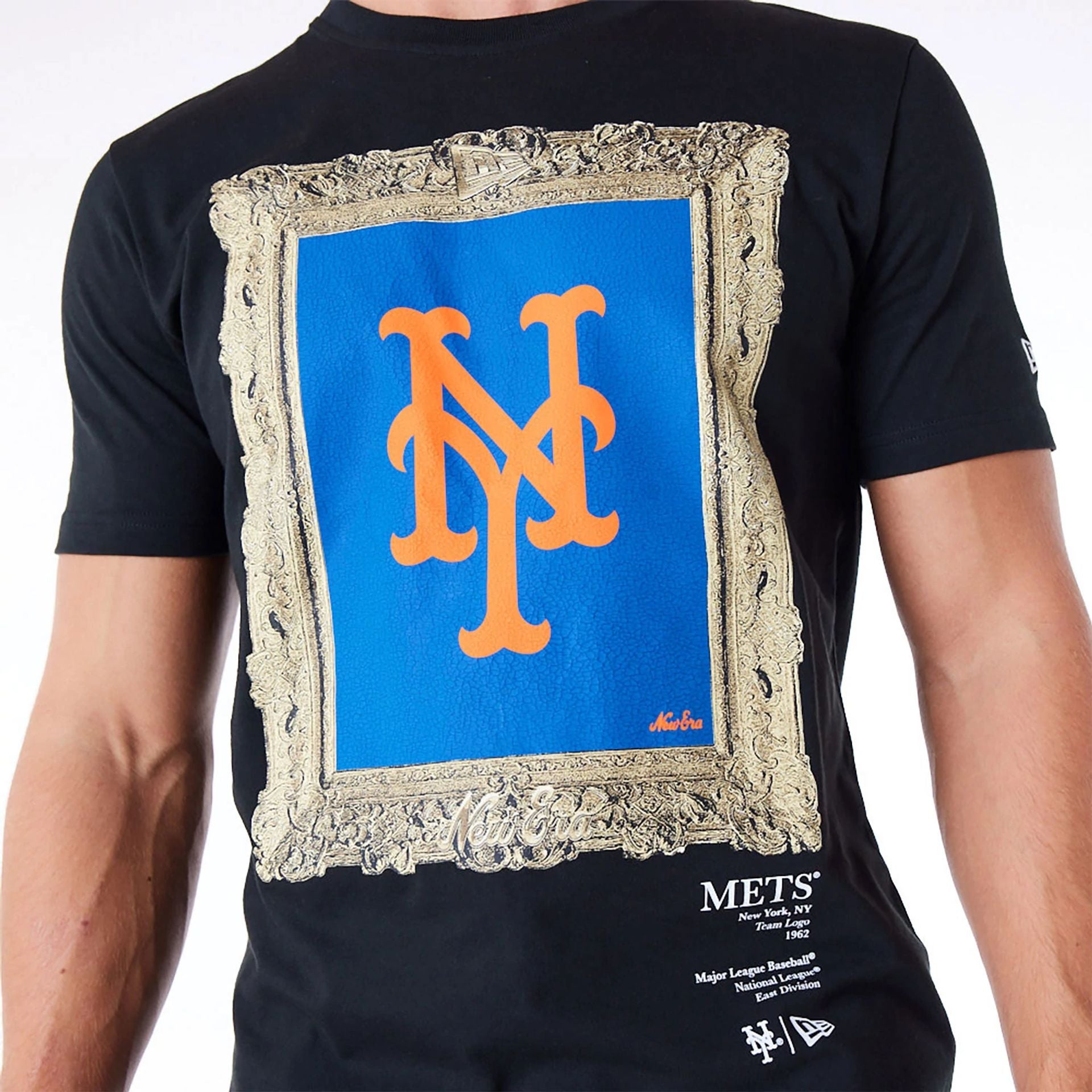 The Male model is wearing New York Mets Curated Customs Black T-Shirt 5