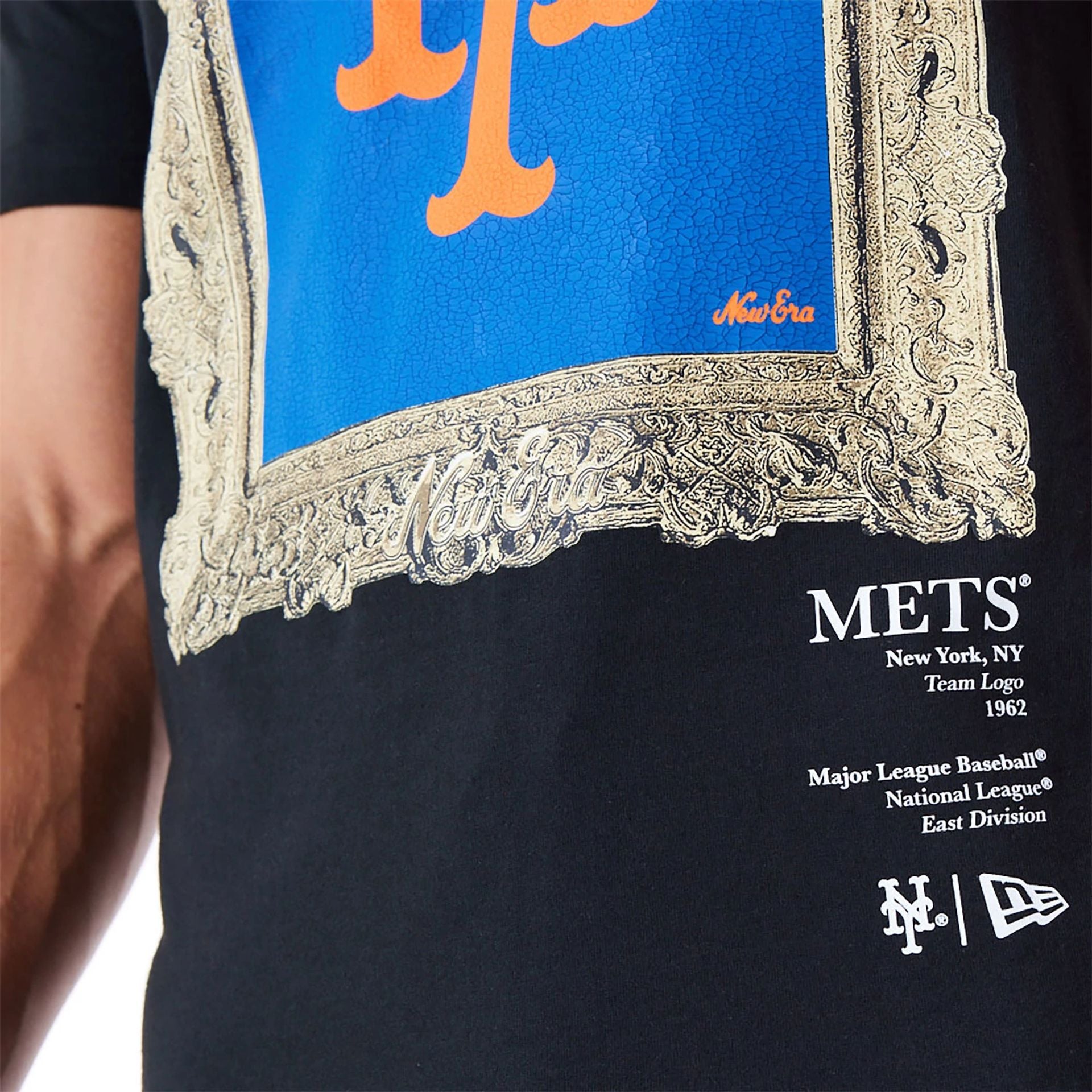 The Male model is wearing New York Mets Curated Customs Black T-Shirt 7