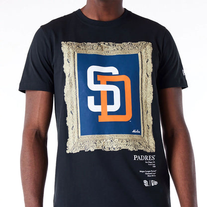 The Male model is wearing San Diego Padres Curated Customs Black T-Shirt 3