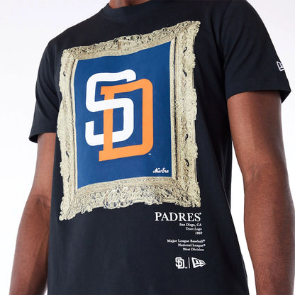 The Male model is wearing San Diego Padres Curated Customs Black T-Shirt 5