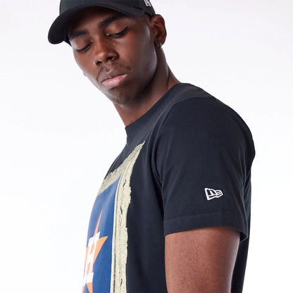 The Male model is wearing Houston Astros Curated Customs Black T-Shirt 2