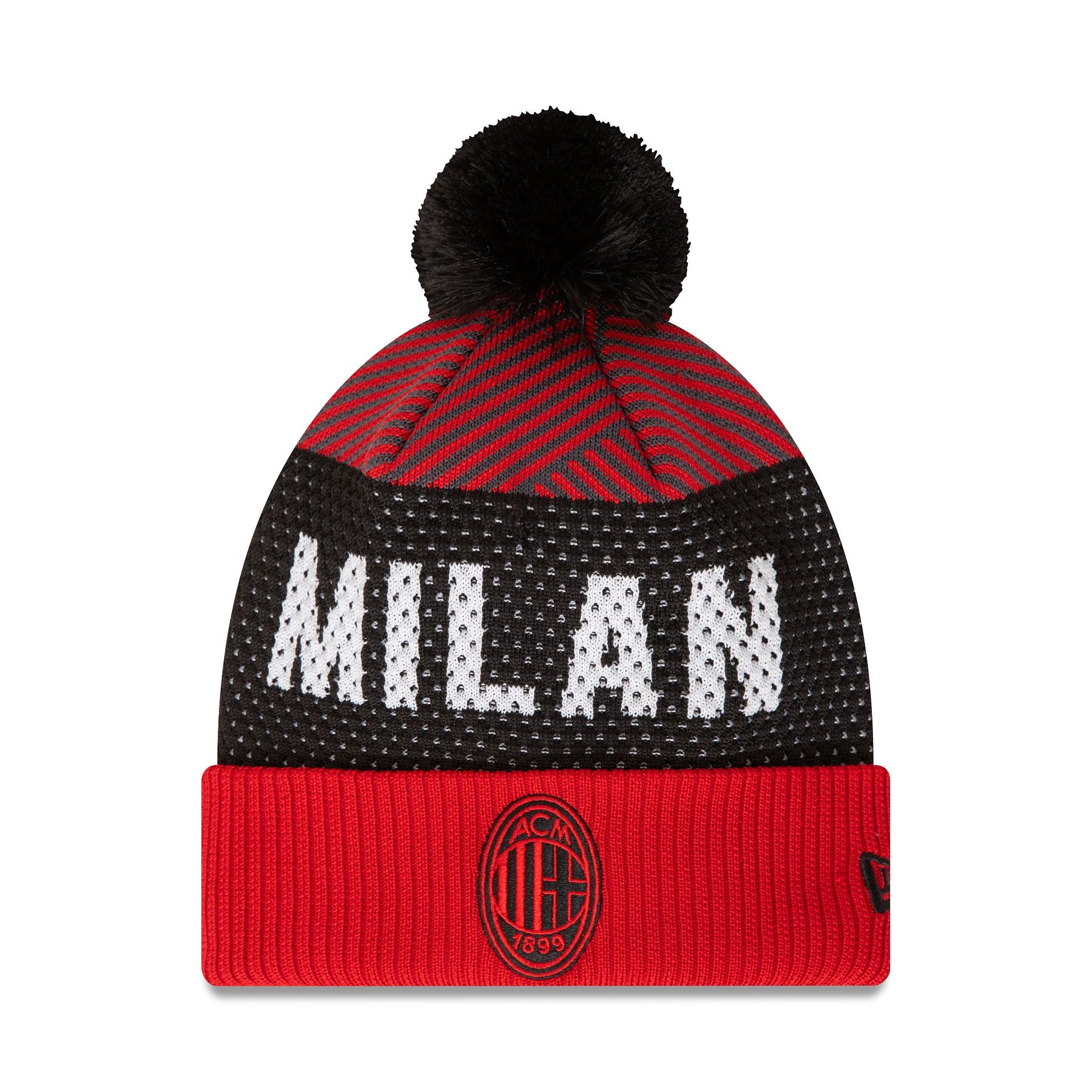 This is a AC Milan Engineered Red Cuff Knit Beanie Hat 1