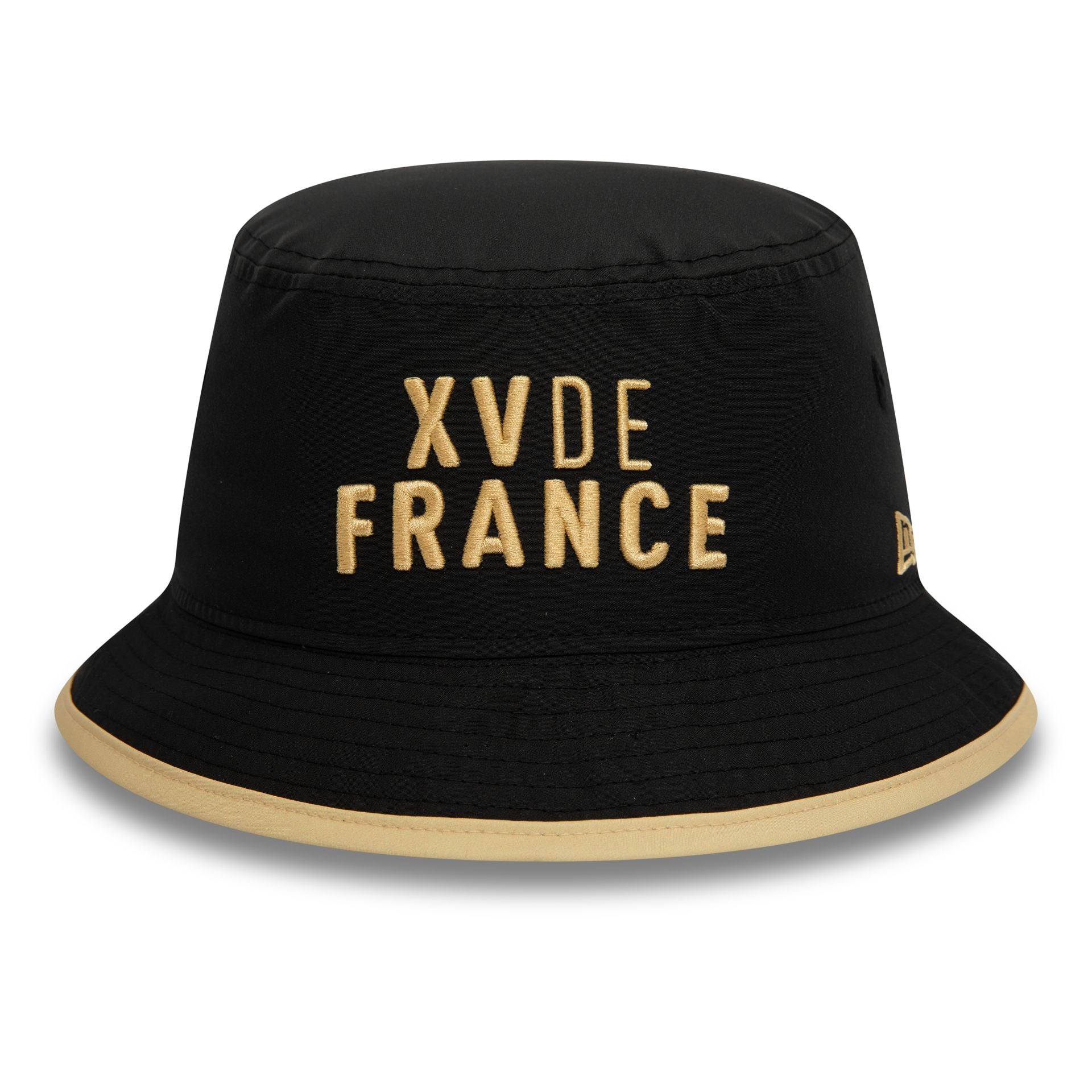 This is a French Federation Of Rugby Wordmark Black Bucket Hat 1