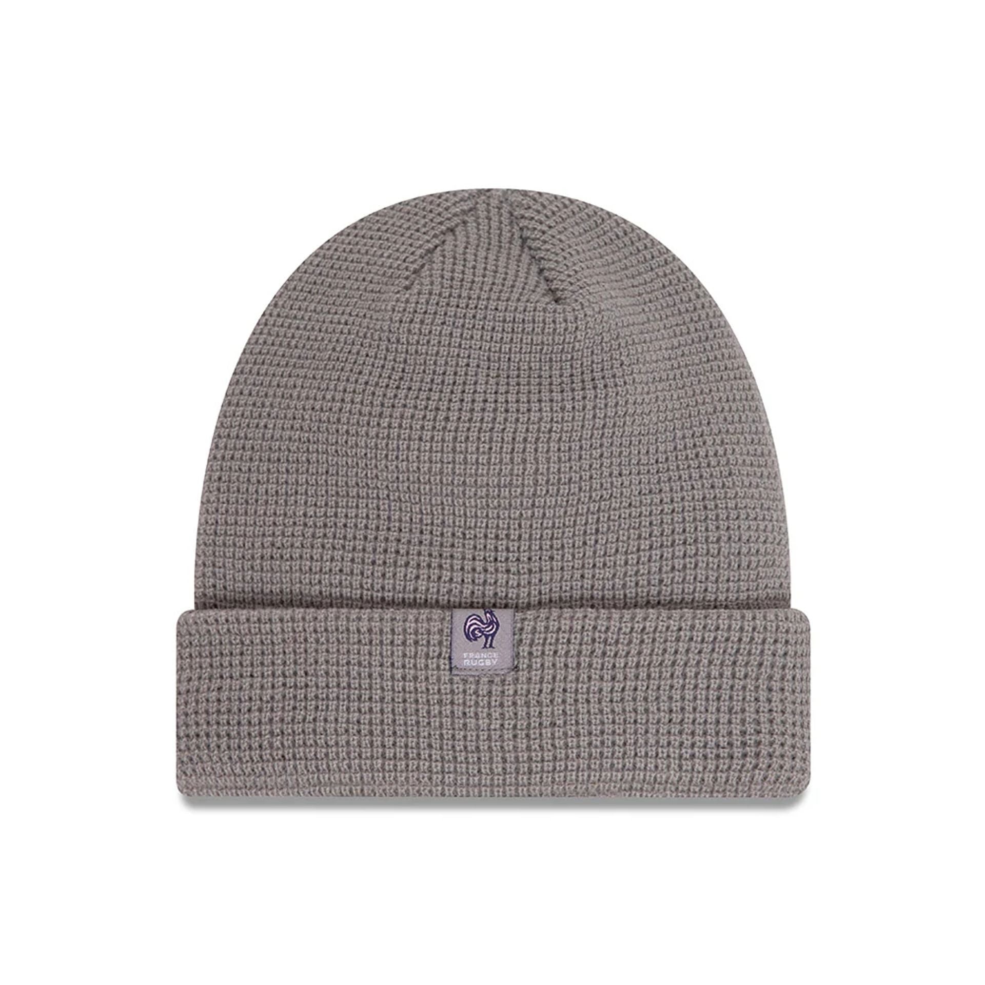 This is a French Federation Of Rugby Womens Waffle Grey Beanie Hat 2