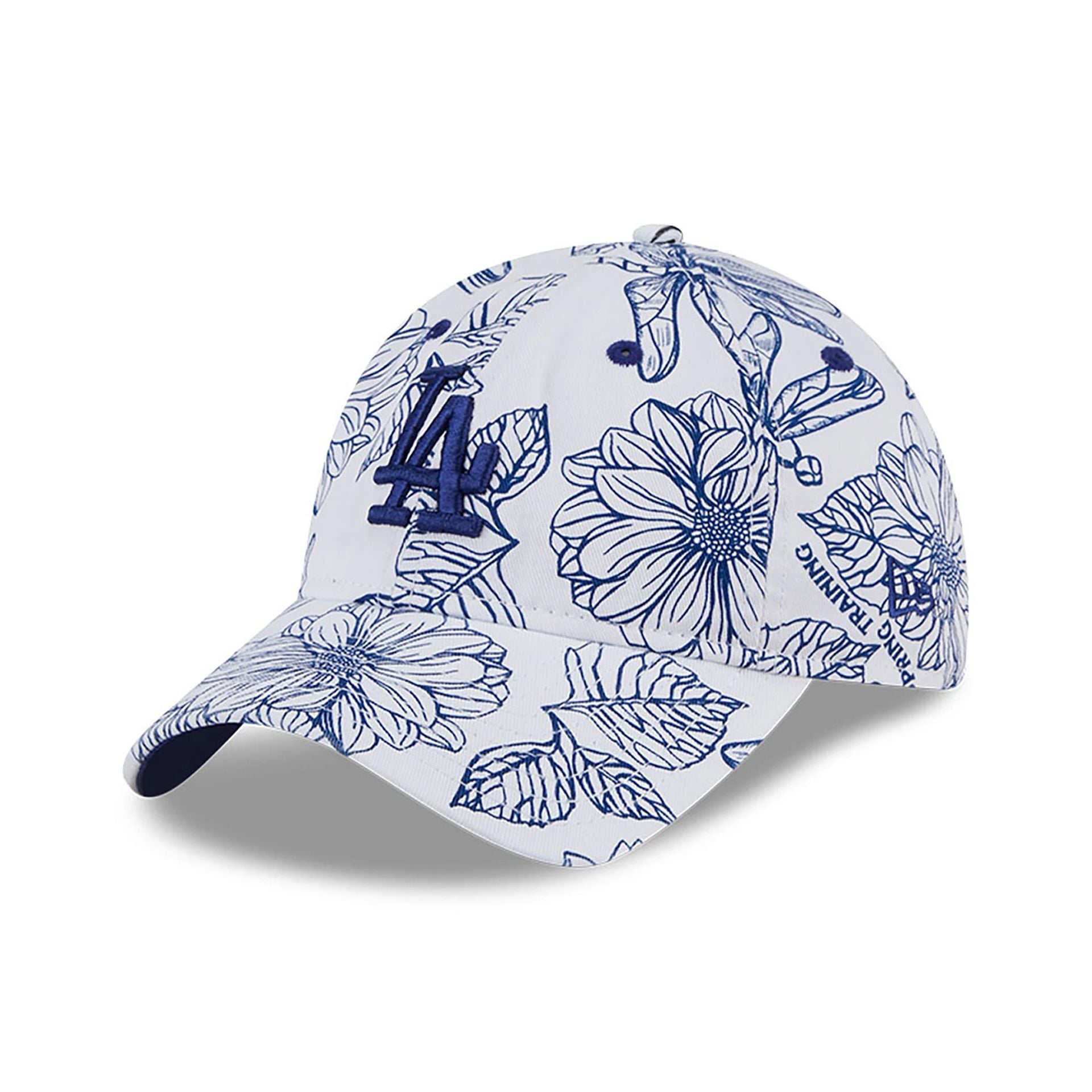 This is a LA Dodgers Womens Spring All Over Print White 9TWENTY Adjustable Cap 1