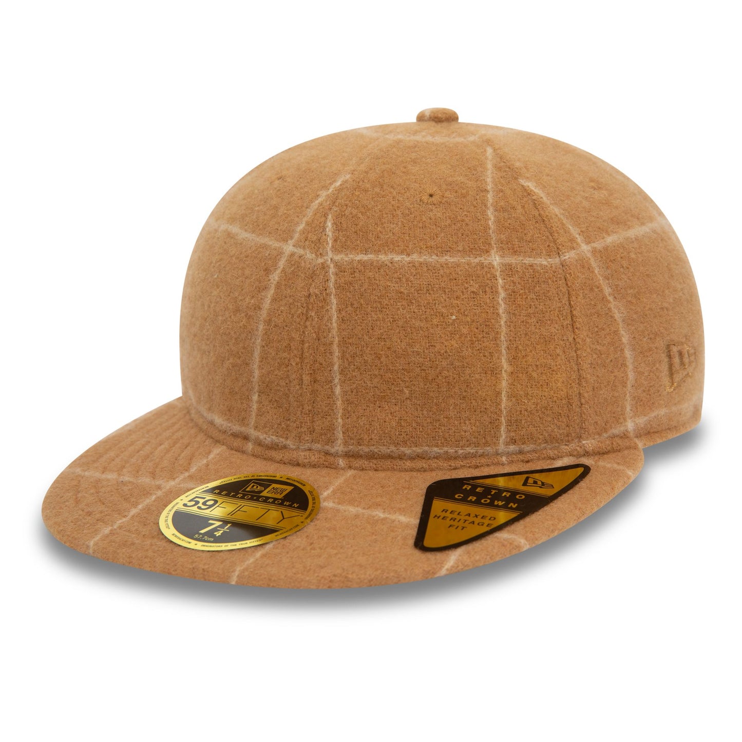 This is a New Era ReWool Beige 59FIFTY Retro Crown Fitted Cap 1