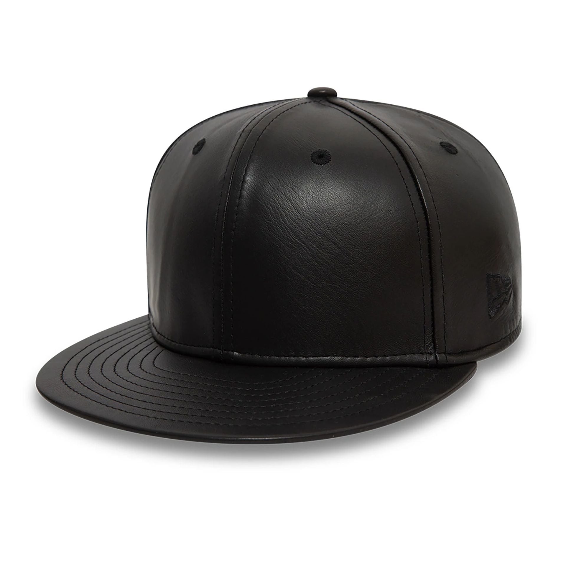 This is a New Era Leather Black 59FIFTY Fitted Cap 1