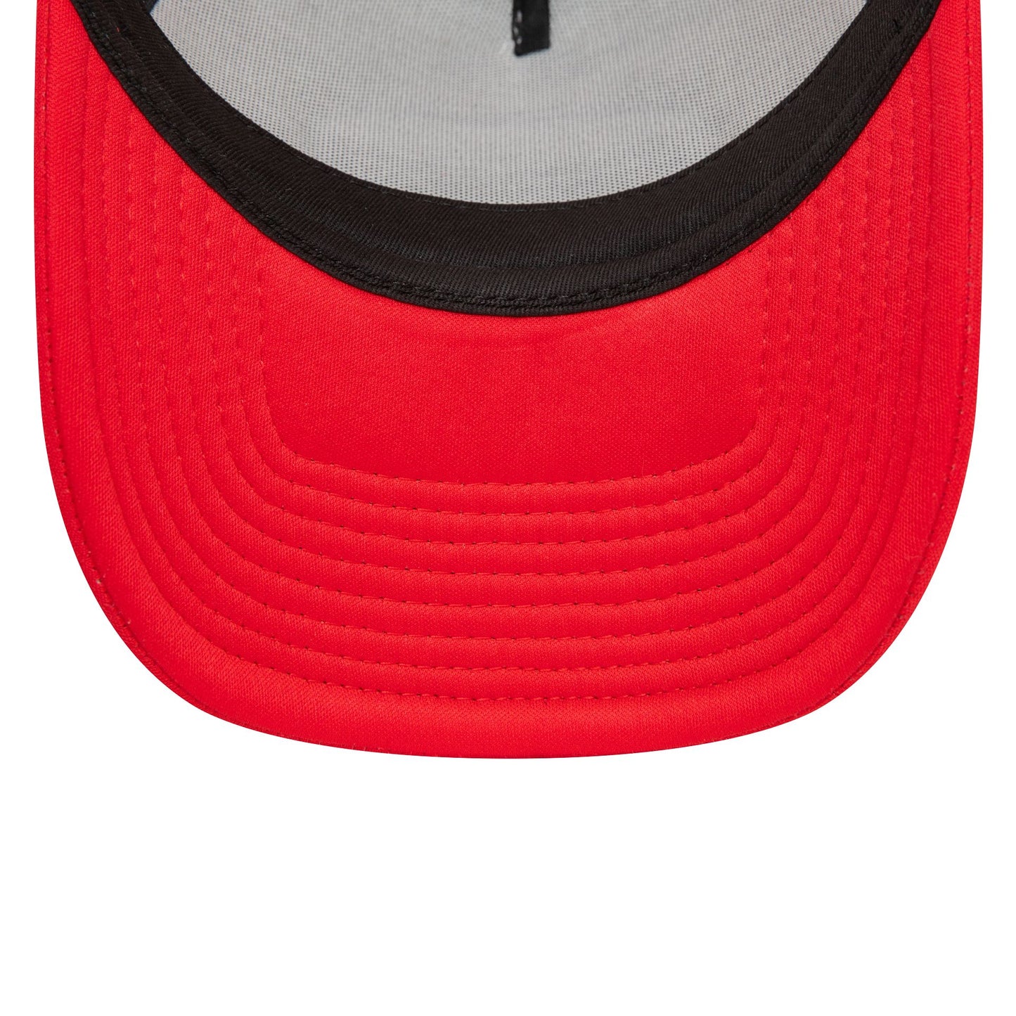 This is a New Era Oval Red Trucker Cap 5