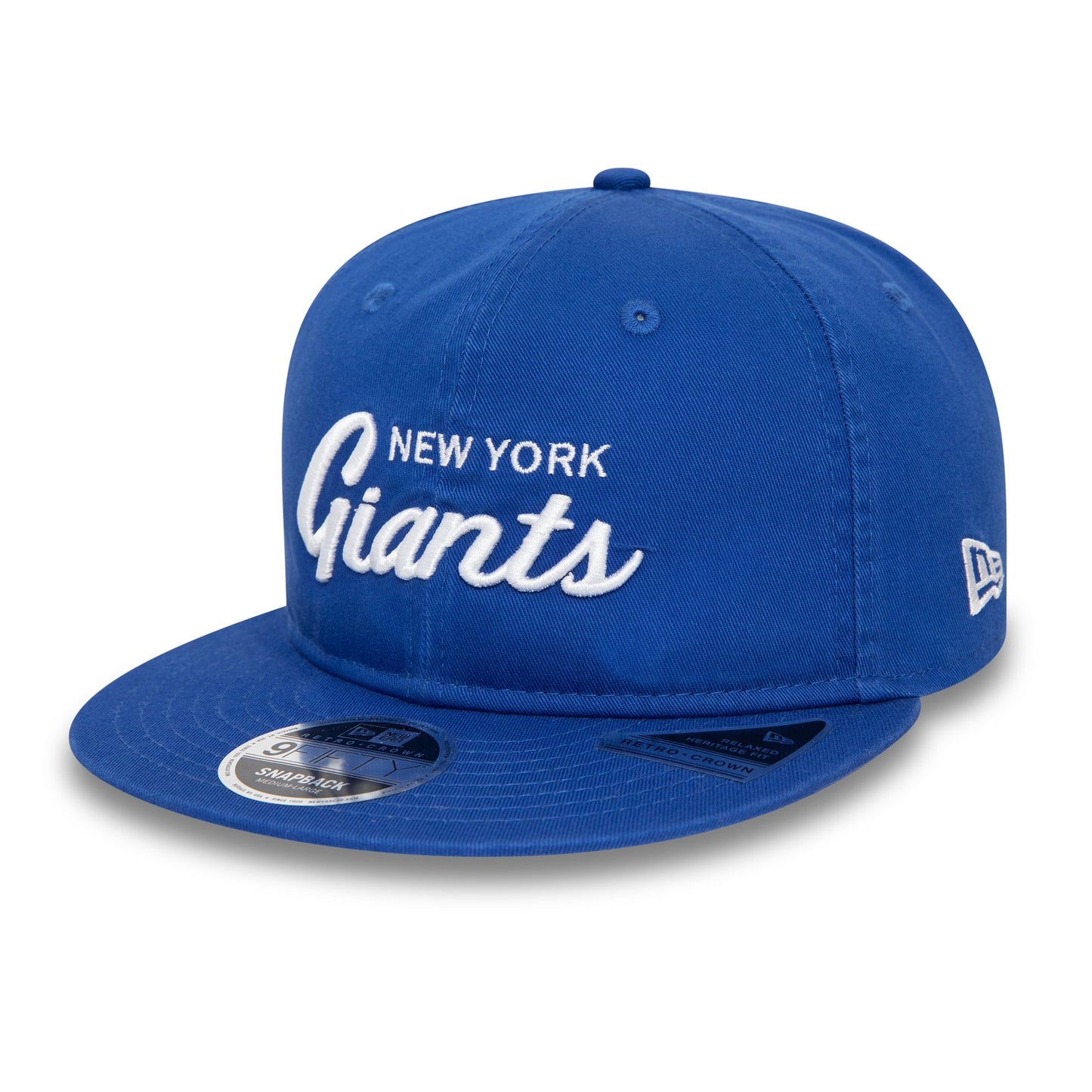 This is a New York Giants NFL Retro Blue Retro Crown 9FIFTY Snapback Cap 1