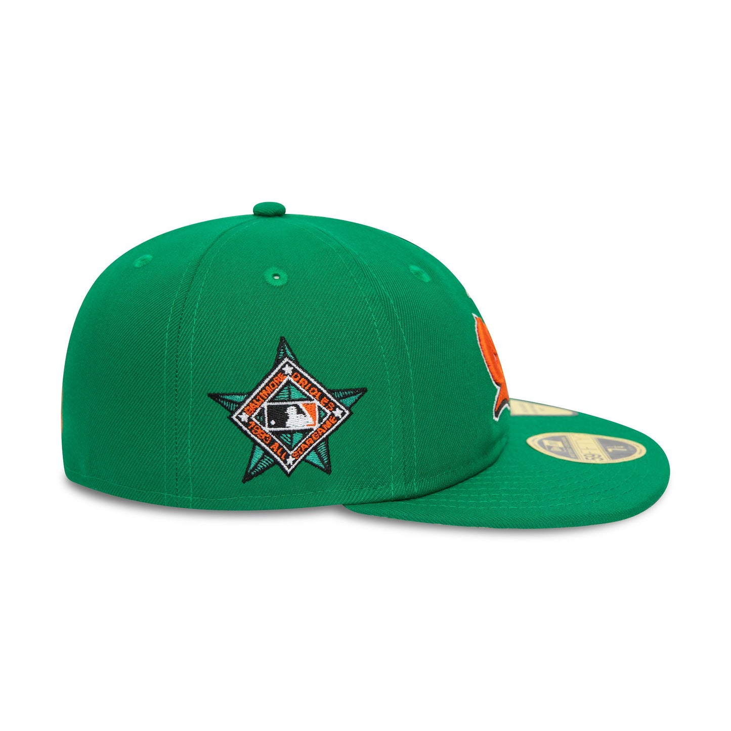 This is a Baltimore Orioles MLB Cooperstown Pin Badge Green 59FIFTY Retro Crown Fitted Cap 6