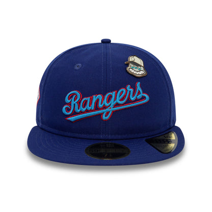 This is a Texas Rangers MLB Cooperstown Pin Badge Blue 59FIFTY Retro Crown Fitted Cap 3