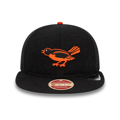 This is a Baltimore Orioles Heritage Series Black Retro Crown 9FIFTY Strapback Cap 2