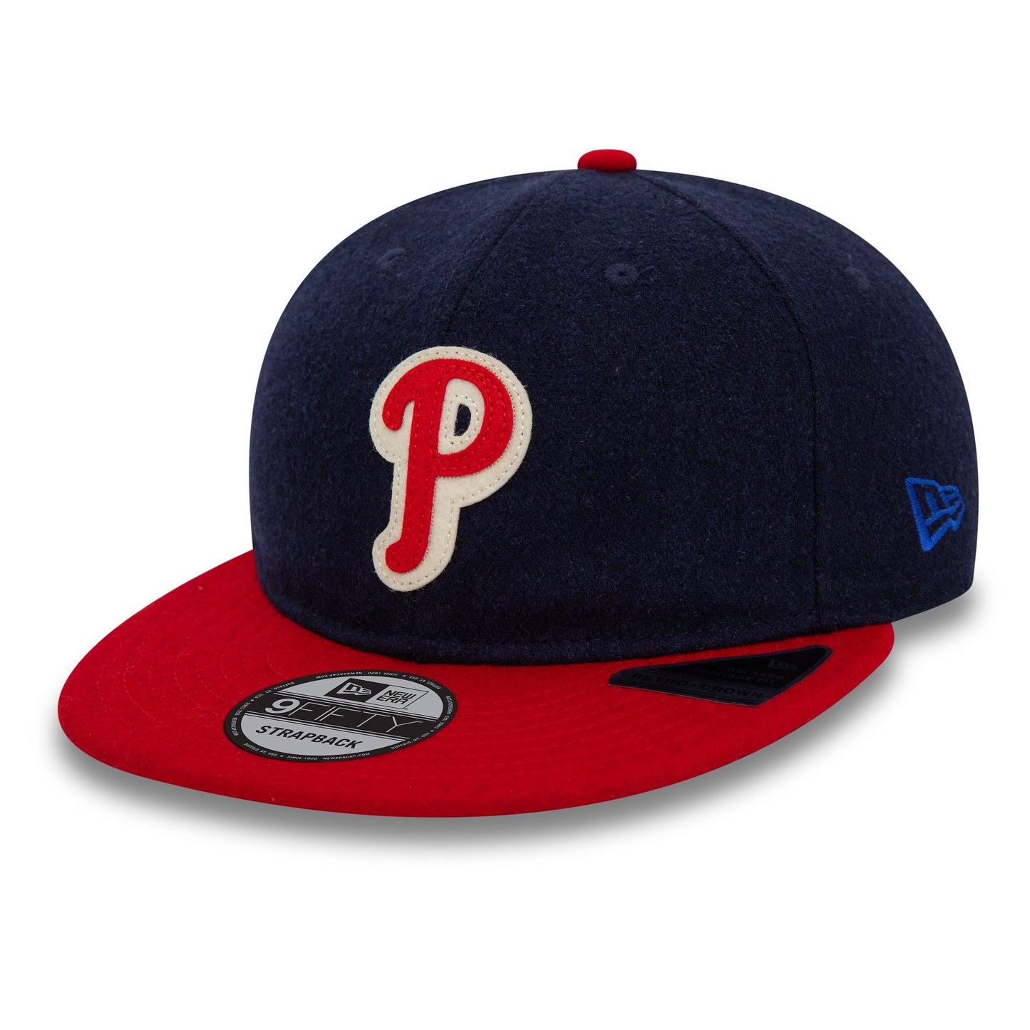 This is a Philadelphia Phillies Heritage Series Navy Retro Crown 9FIFTY Strapback Cap 1