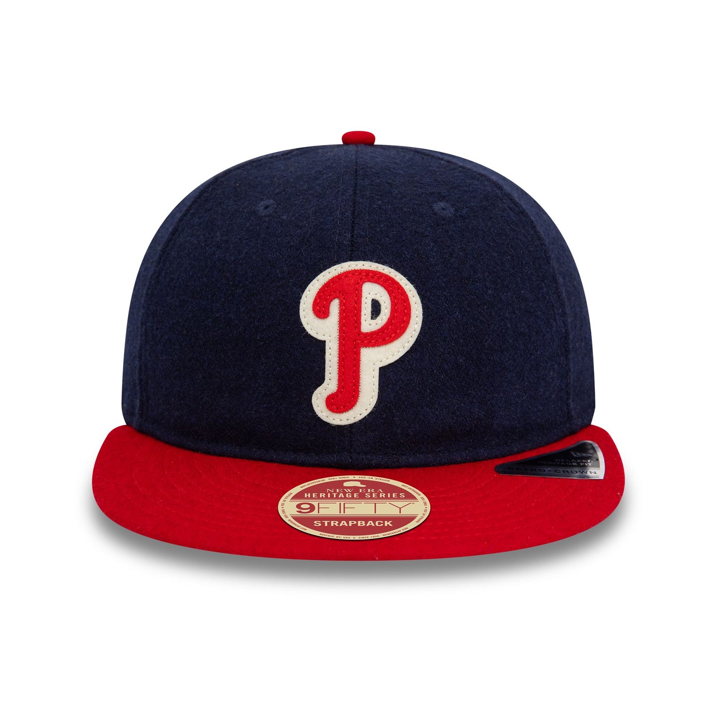 This is a Philadelphia Phillies Heritage Series Navy Retro Crown 9FIFTY Strapback Cap 2