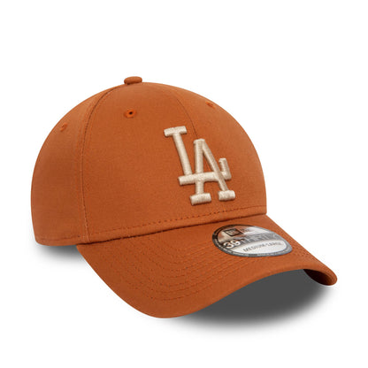 This is a LA Dodgers League Essential Brown 39THIRTY Stretch Fit Cap 1