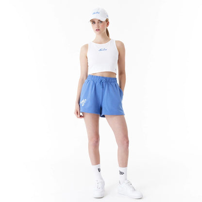 The Female model is wearing New Era Womens White Crop Tank Top 2