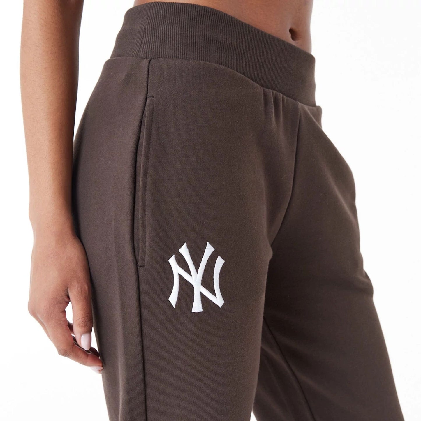 The Female model is wearing New York Yankees MLB Lifestyle Brown Joggers 6