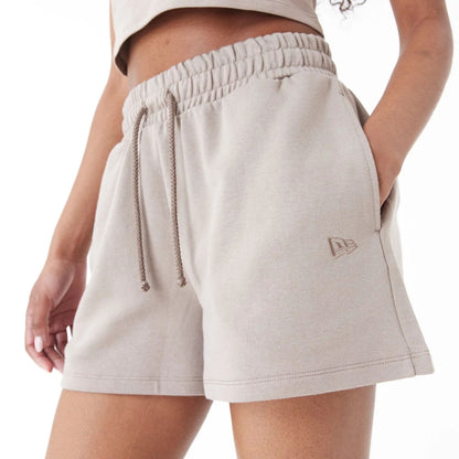 The Female model is wearing New York Yankees Womens MLB Lifestyle Brown Shorts 9