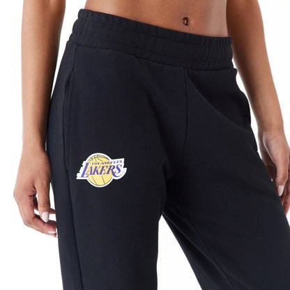 The Female model is wearing LA Lakers Womens NBA Colour Block Black Joggers 2