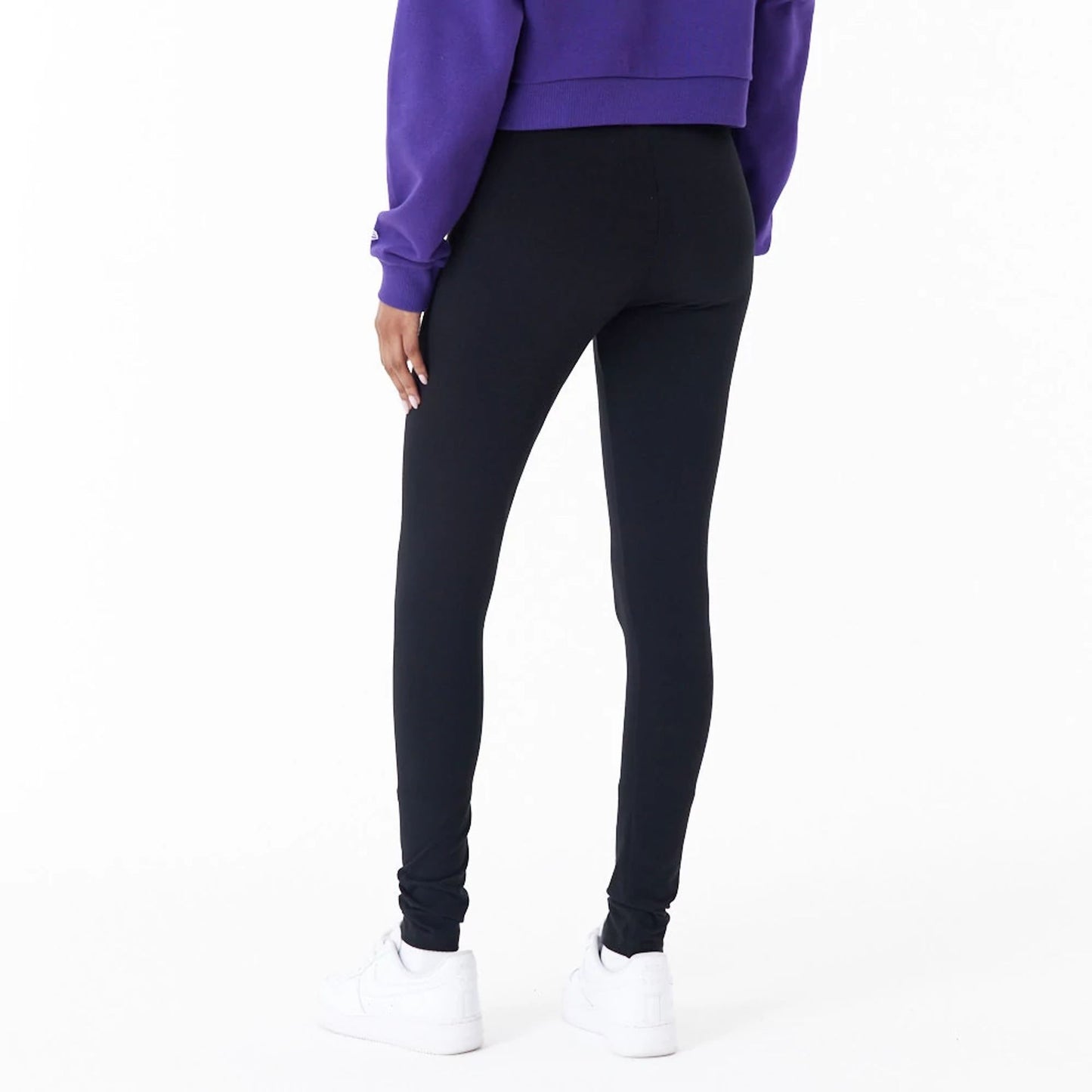 The Female model is wearing LA Lakers Womens NBA Team Logo Black Leggings 3