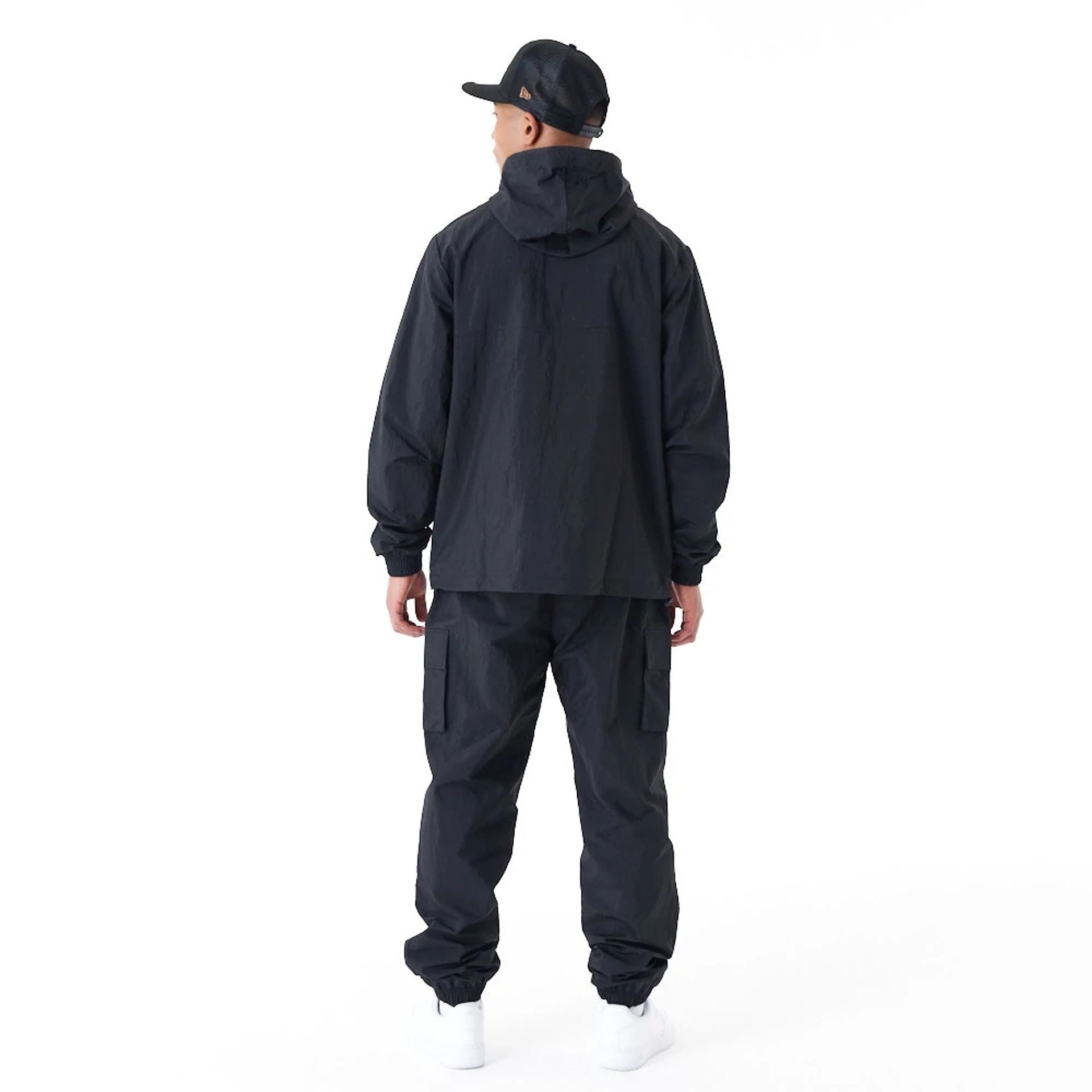 The Male model is wearing New Era Windbreaker Black Windbreaker 3