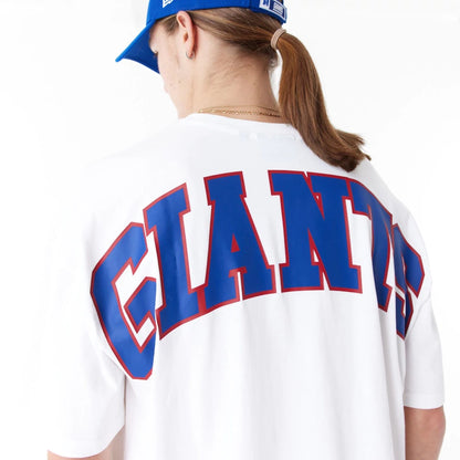 The Male model is wearing New York Giants NFL Drop Shoulder White Oversized T-Shirt 6