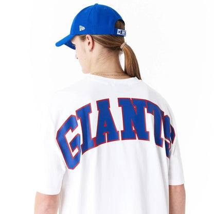 The Male model is wearing New York Giants NFL Drop Shoulder White Oversized T-Shirt 3