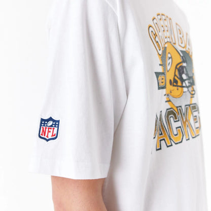 The Male model is wearing Green Bay Packers NFL White Oversized T-Shirt 4