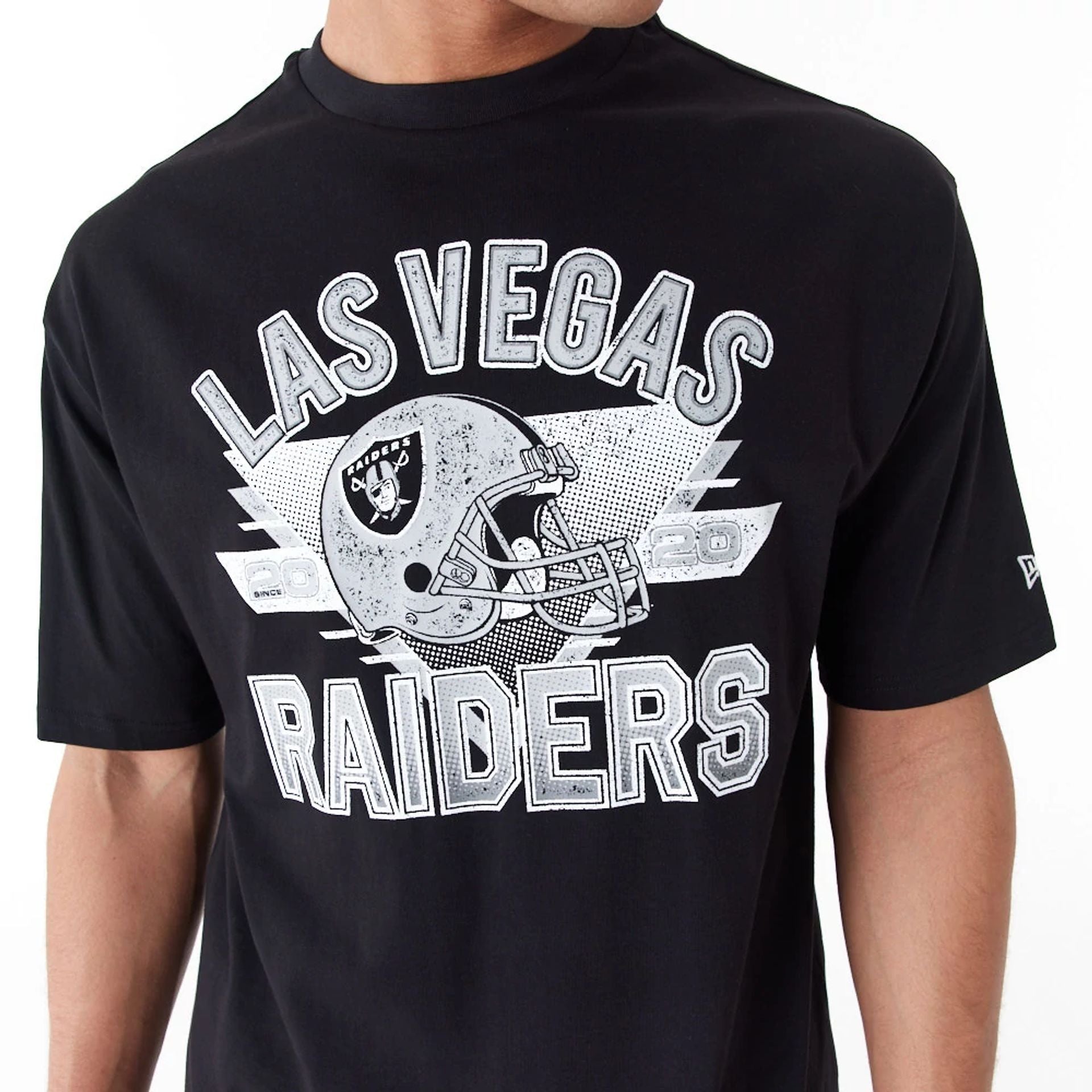 The Male model is wearing Las Vegas Raiders NFL Black Oversized T-Shirt 7