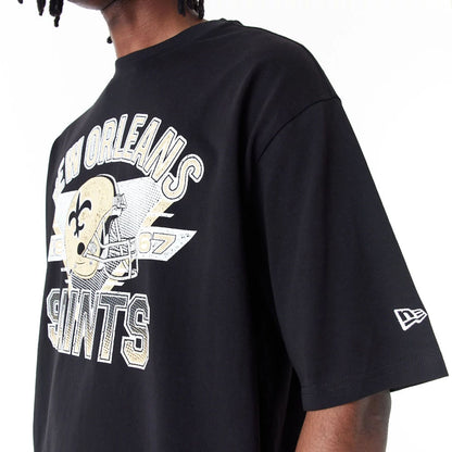 The Male model is wearing New Orleans Saints NFL Black Oversized T-Shirt 5