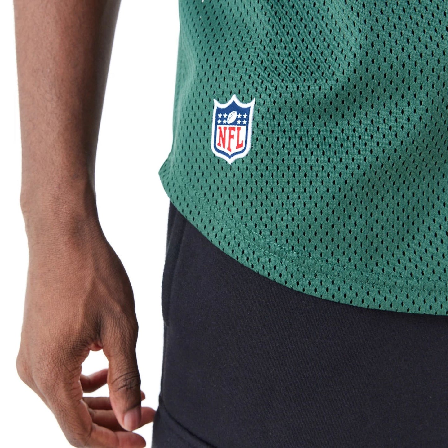 The Male model is wearing Green Bay Packers NFL Green Mesh Jersey 6