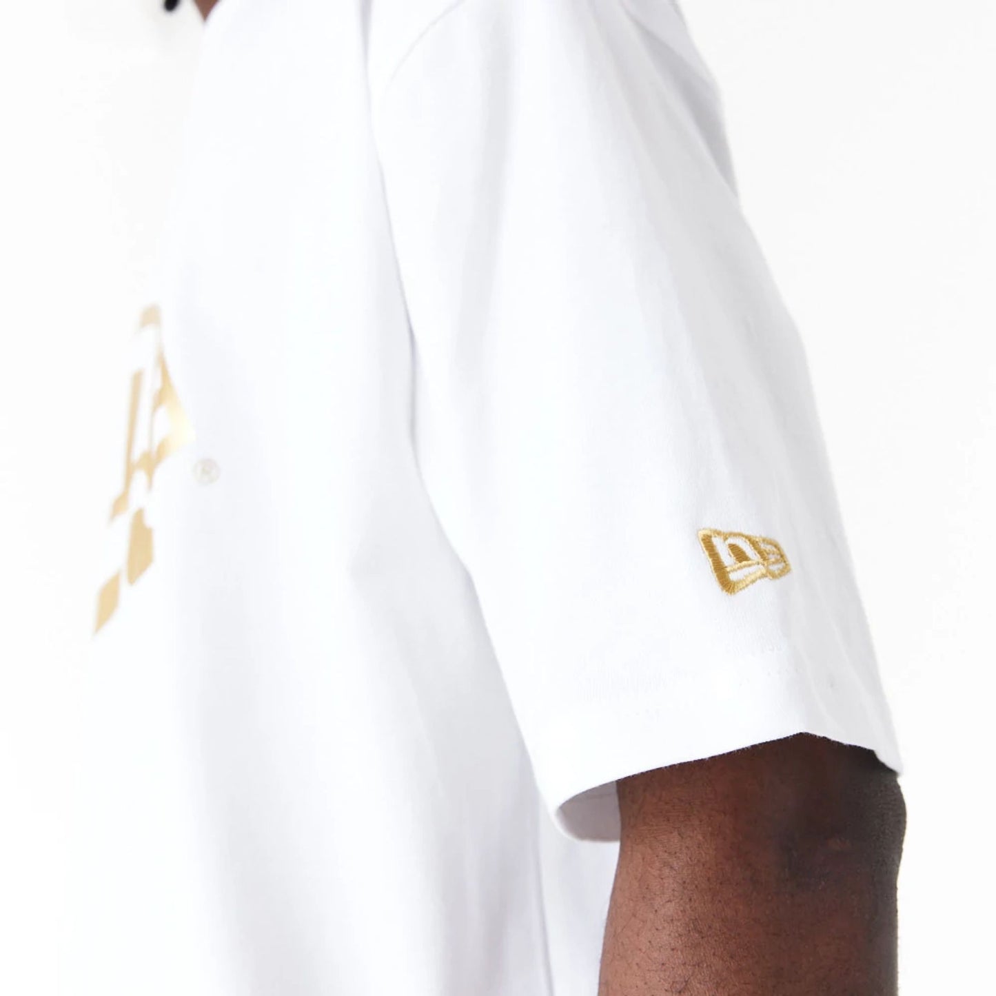 The Male model is wearing New Era Flag White Oversized T-Shirt 5