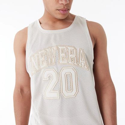 The Male model is wearing New Era Arch Logo Stone Mesh Tank Top 4