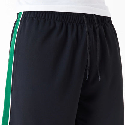 The Male model is wearing New Era Dark Green Panel Black Shorts 7