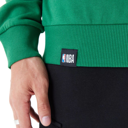 The Male model is wearing Boston Celtics NBA Arch Graphic Green Oversized Crew Neck Sweatshirt 5