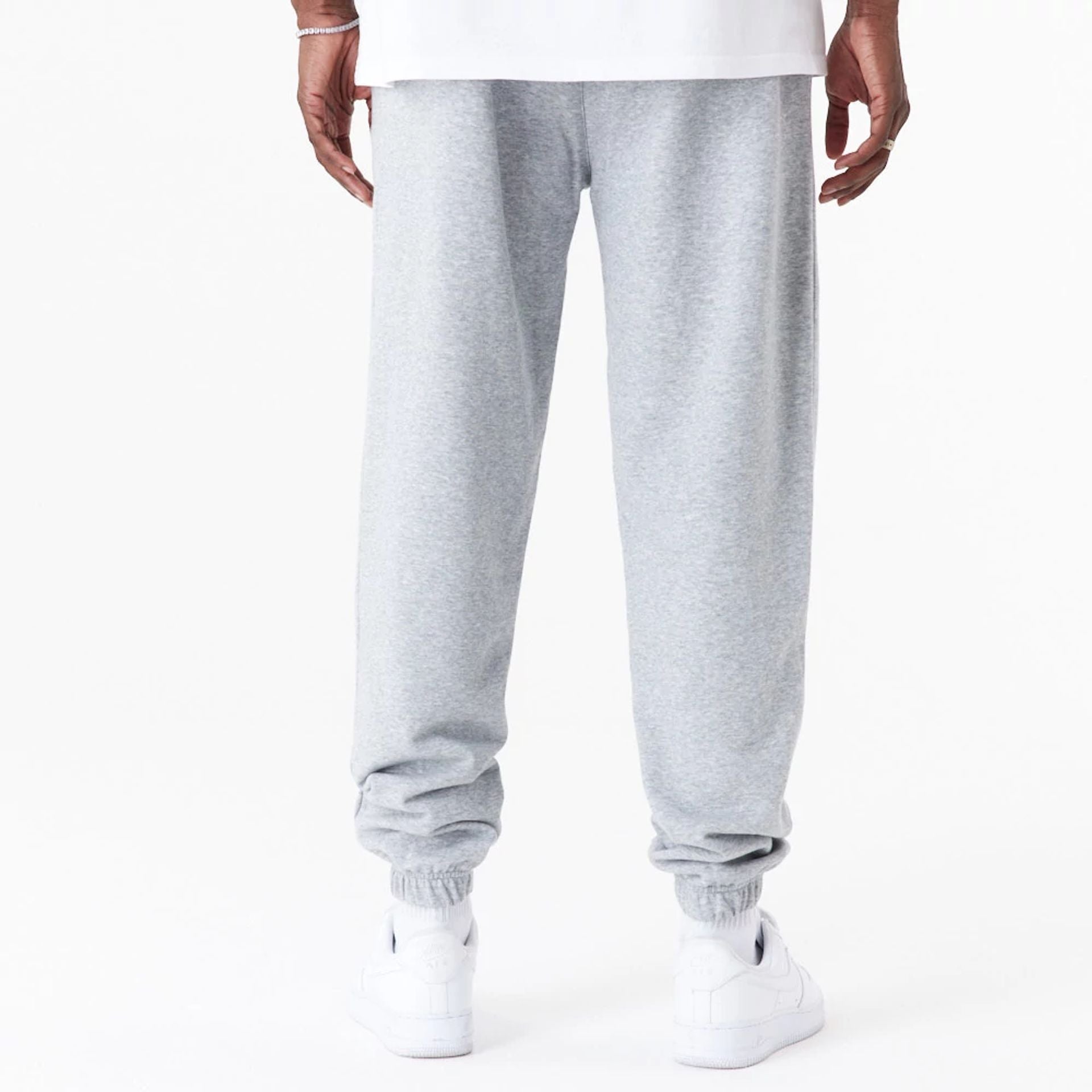 The Male model is wearing LA Lakers NBA Script Grey Relaxed Joggers 3