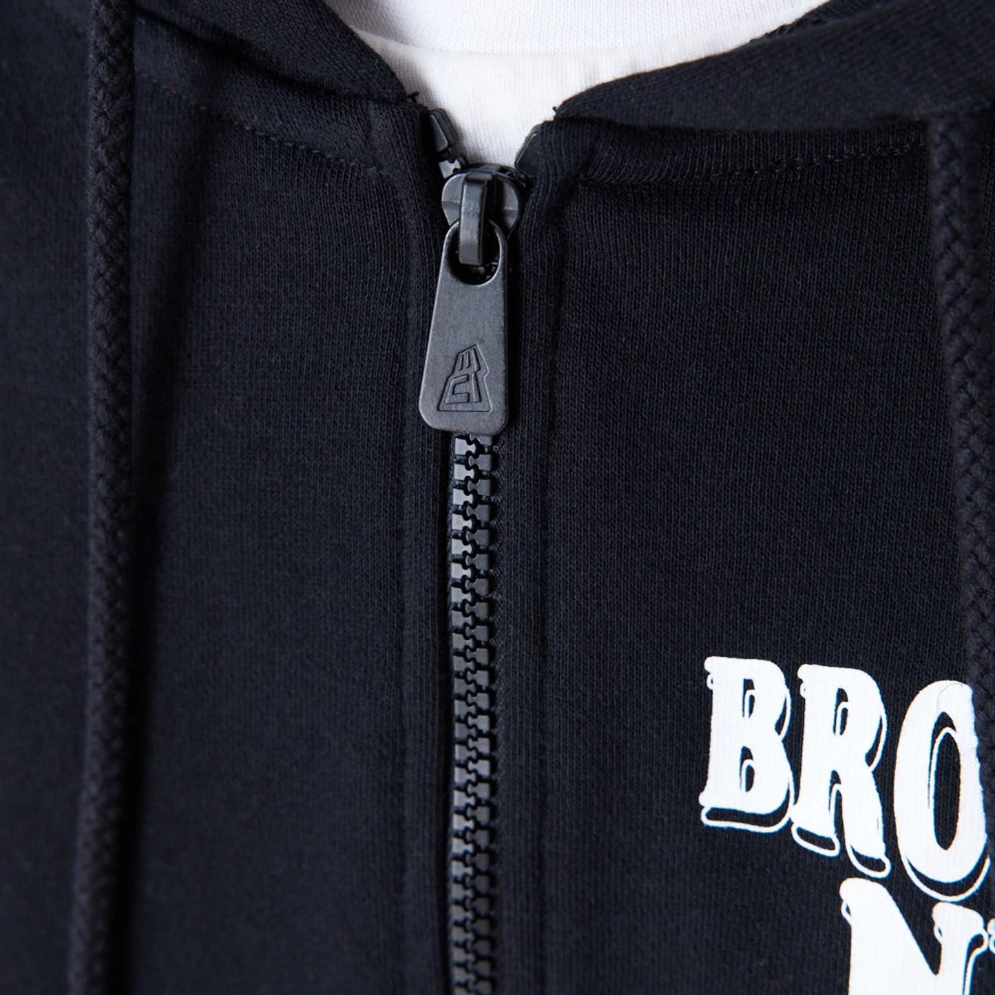 The Male model is wearing Brooklyn Nets NBA Script Black Full Zip Hoodie 5