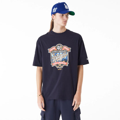 The Male model is wearing LA Dodgers MLB Anniversary Navy Oversized T-Shirt 1