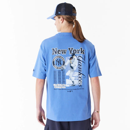 The Male model is wearing New York Yankees MLB Player Graphic Blue Oversized T-Shirt 6