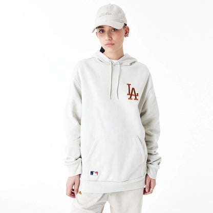 The Male model is wearing LA Dodgers League Essential Stone Oversized Pullover Hoodie 12